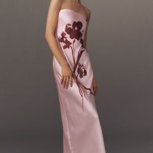 Anthropologie – The Fleur Strapless Satin Maxi Slip Dress